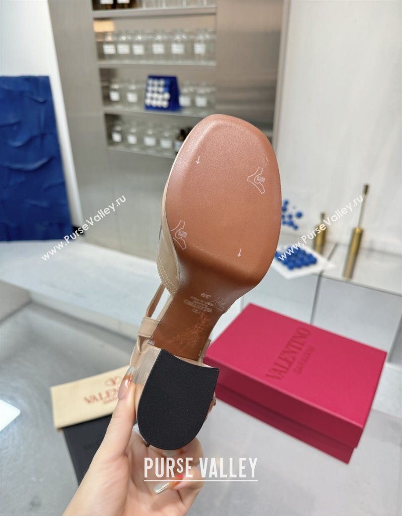 Valentino Fawcette Platform Sandals 10cm in Polished Calfskin Nude 2025 (XL-250902040)
