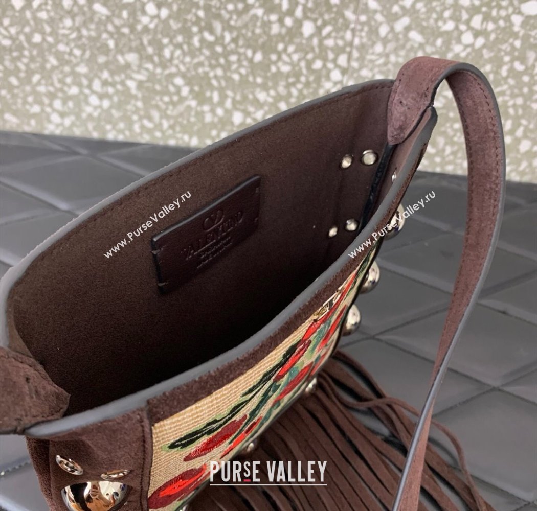 Valentino Garavani Nellcôte Small Shoulder Bag In Jacquard Raffia With Cherryfic Pattern Brown 2025 2034 (LKF-250926022)