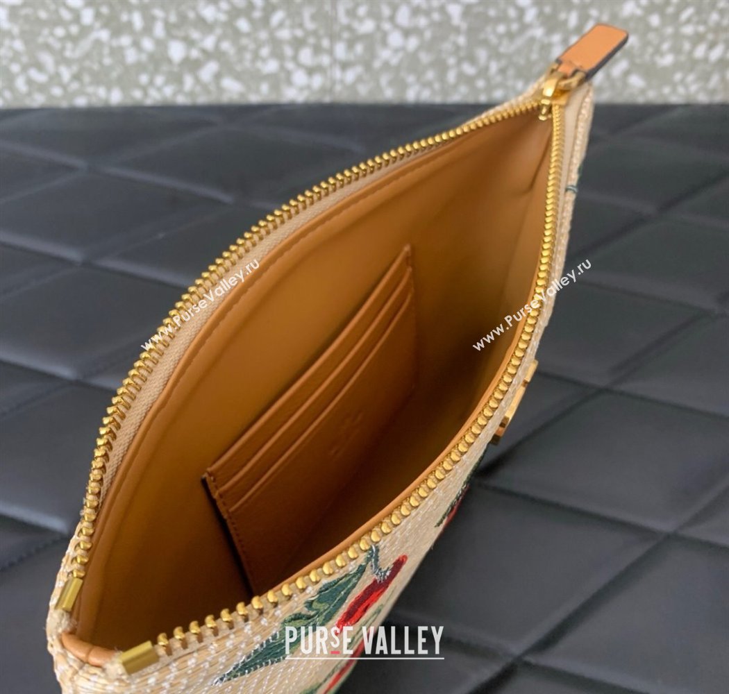 Vlogo Signature Pouch In Jacquard Raffia With Cherryfic Pattern 2025 VLTN036 (LKF-250926023)