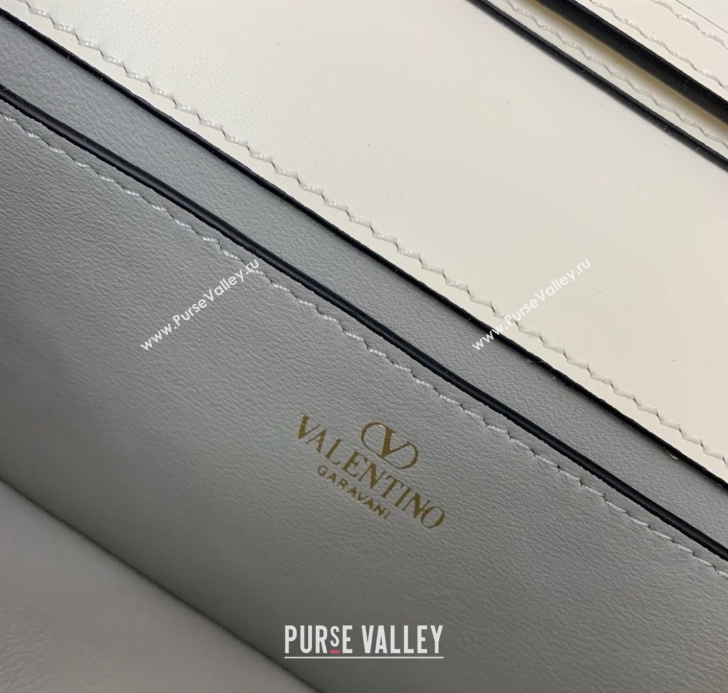 Valentino Garavani Loco Small Shoulder Bag In Calfskin Leather With Jewel Logo White 2025 5053 (LKF-250926025)