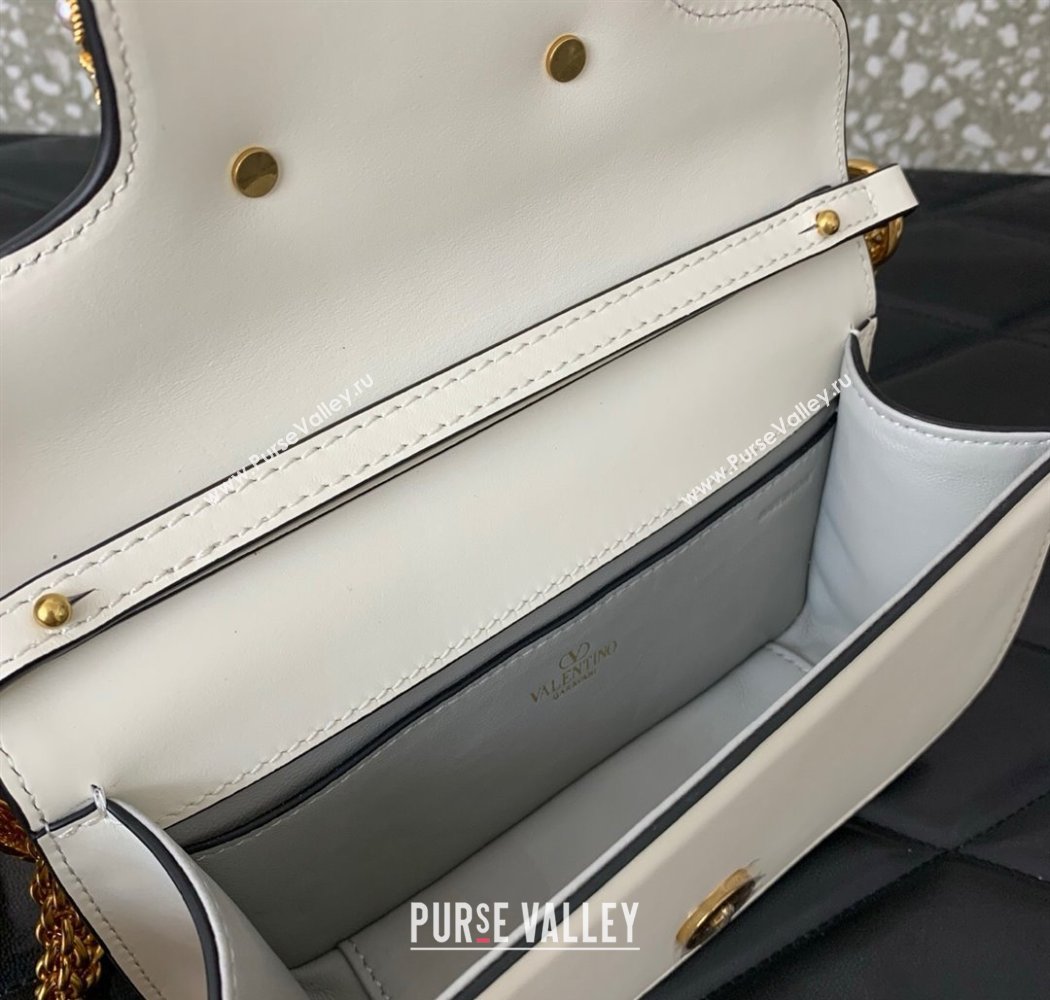 Valentino Garavani Loco Small Shoulder Bag In Calfskin Leather With Jewel Logo White 2025 5053 (LKF-250926025)