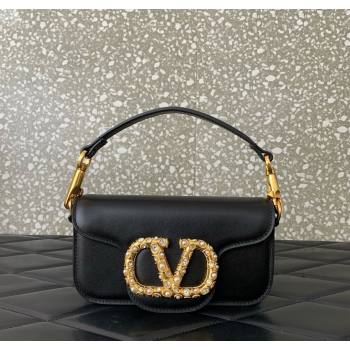 Valentino Garavani Loco Small Shoulder Bag In Calfskin Leather With Jewel Logo Black 2025 5053 (LKF-250926026)