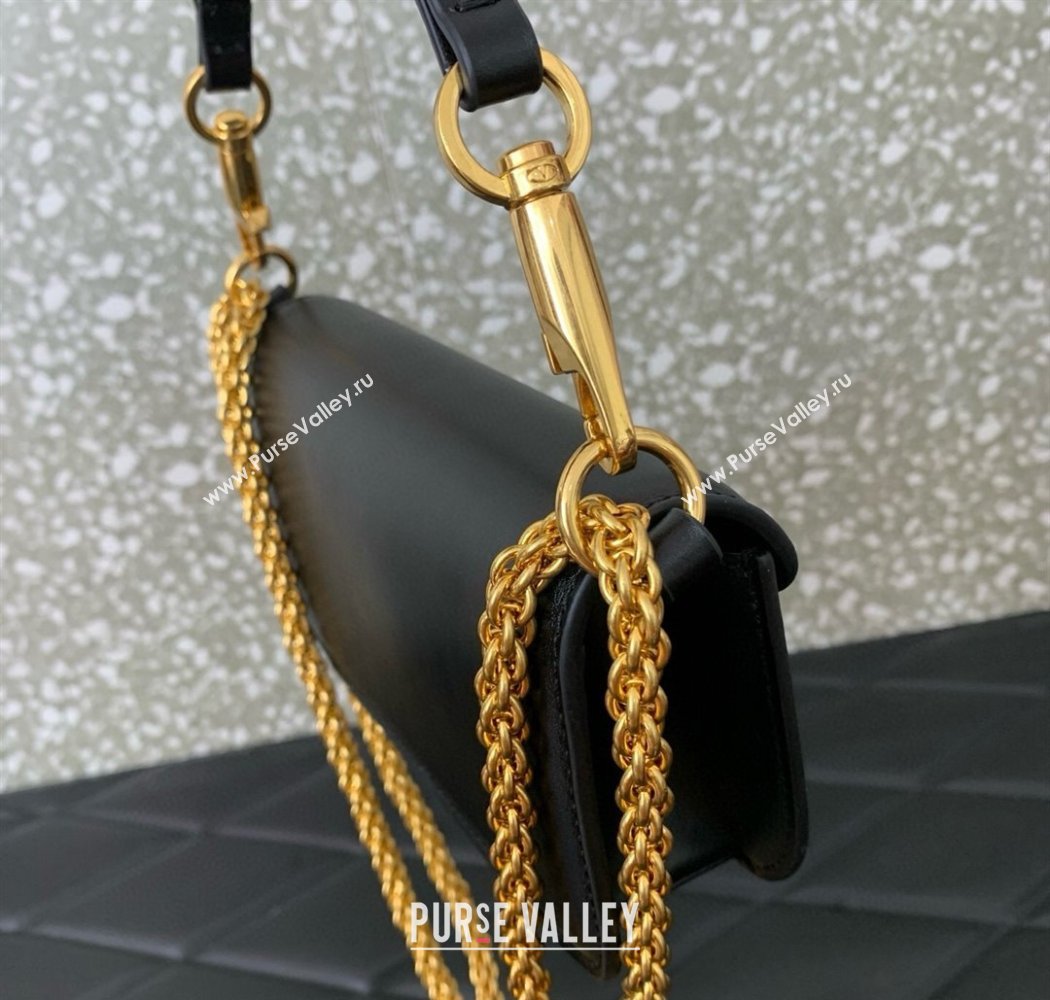 Valentino Garavani Loco Small Shoulder Bag In Calfskin Leather With Jewel Logo Black 2025 5053 (LKF-250926026)