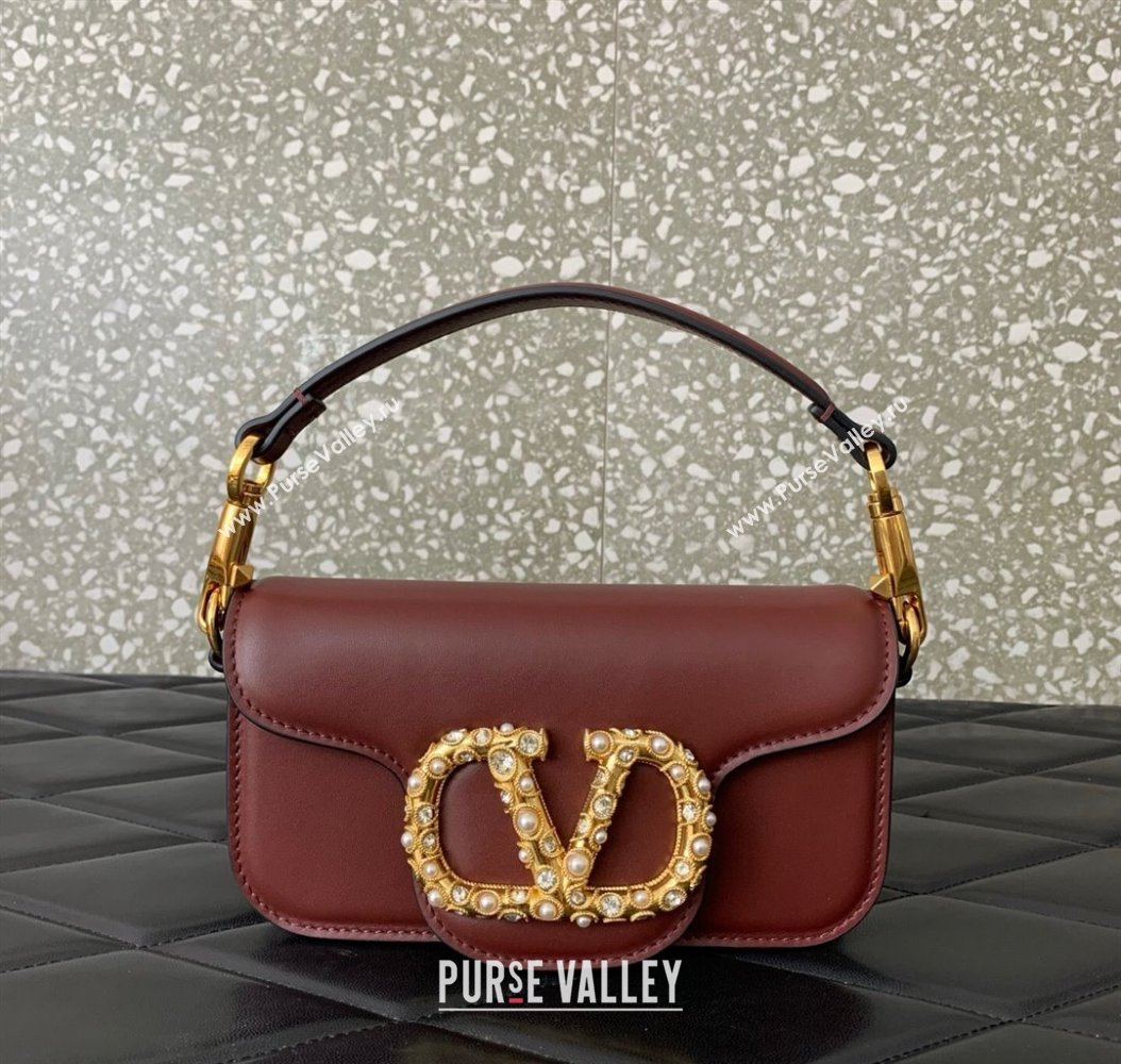 Valentino Garavani Loco Small Shoulder Bag In Calfskin Leather With Jewel Logo Dark Brown 2025 5053 (LKF-250926027)
