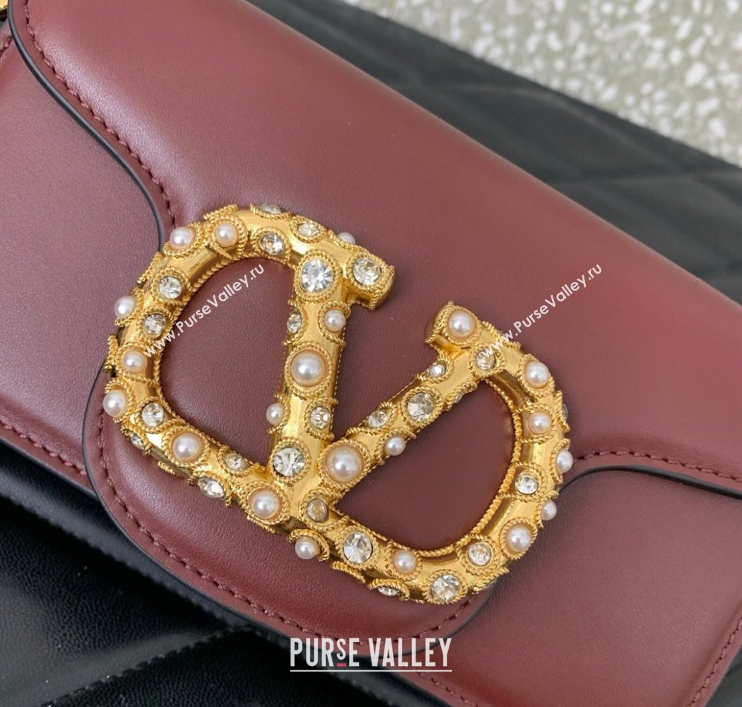 Valentino Garavani Loco Small Shoulder Bag In Calfskin Leather With Jewel Logo Dark Brown 2025 5053 (LKF-250926027)