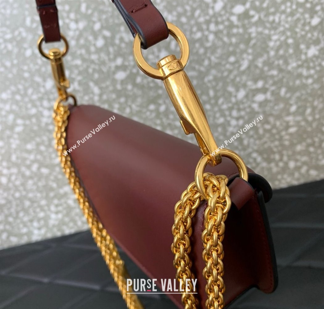 Valentino Garavani Loco Small Shoulder Bag In Calfskin Leather With Jewel Logo Dark Brown 2025 5053 (LKF-250926027)