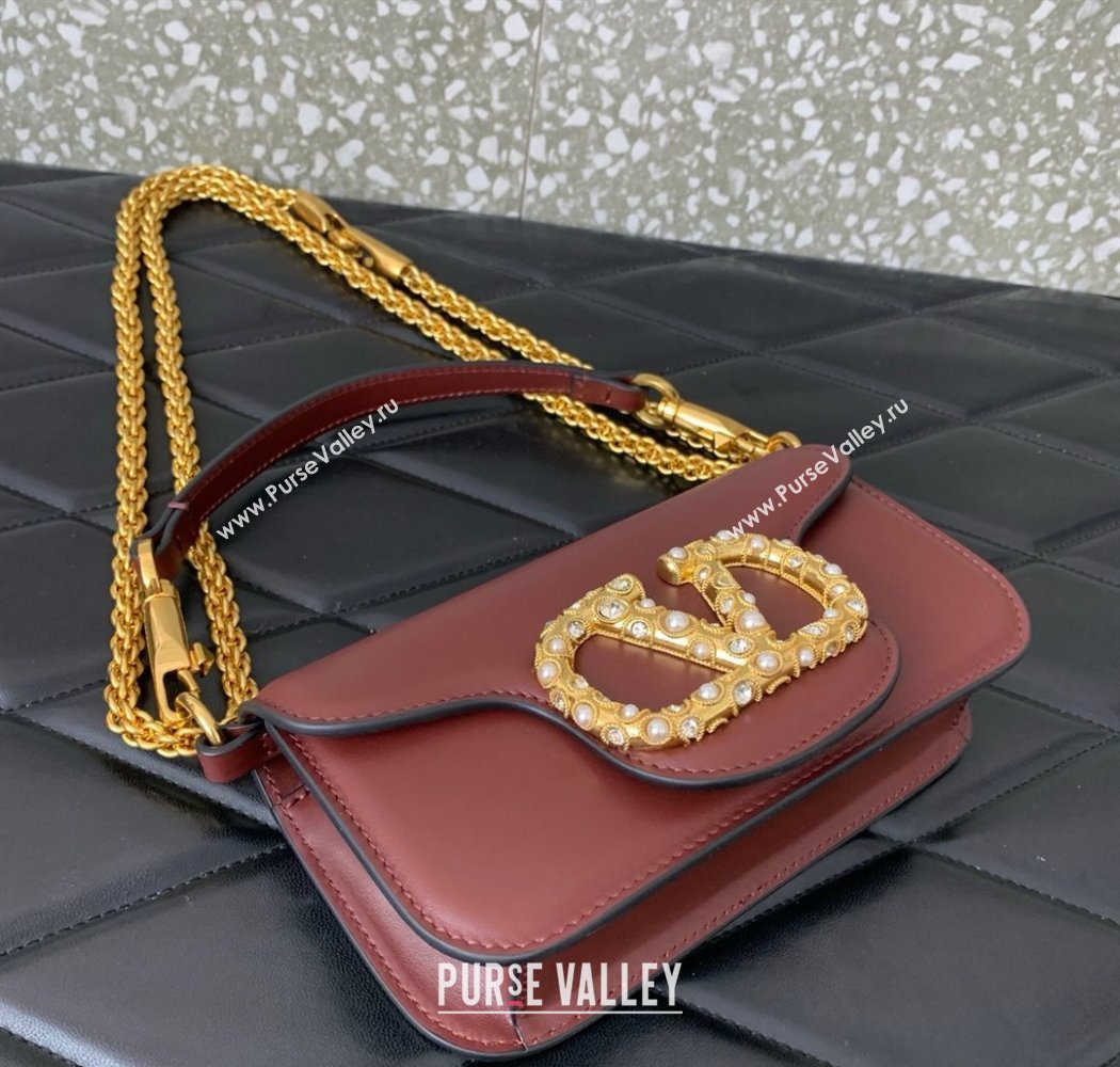Valentino Garavani Loco Small Shoulder Bag In Calfskin Leather With Jewel Logo Dark Brown 2025 5053 (LKF-250926027)