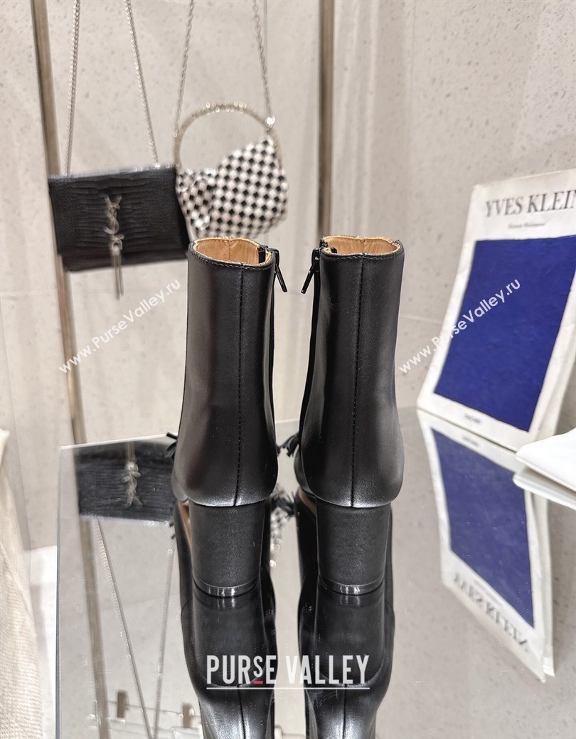 Valentino VALET DU ROI Heel Ankle Boots 6.5cm in Goatskin Leather with Bow Black 2025 1028 (MD-251028015)