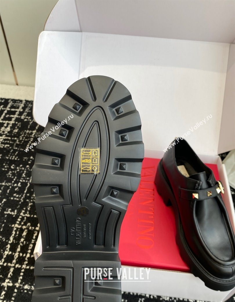 Valentino Rockstud Strap Loafers 4.5cm in Calfskin Leather 2025 1028 (KL-251028021)