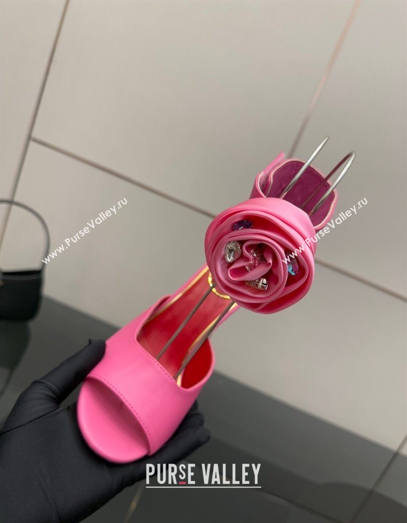 Valentino Drip Rose Heel Sandals 10.5cm in Calfskin Leather Pink 2025 (SS-251028006)