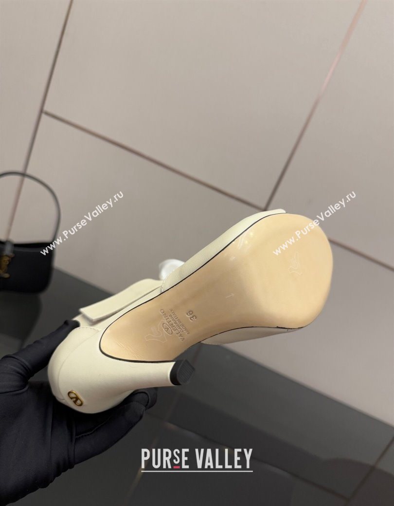 Valentino Drip Rose Heel Sandals 10.5cm in Calfskin Leather White 2025 (SS-251028007)