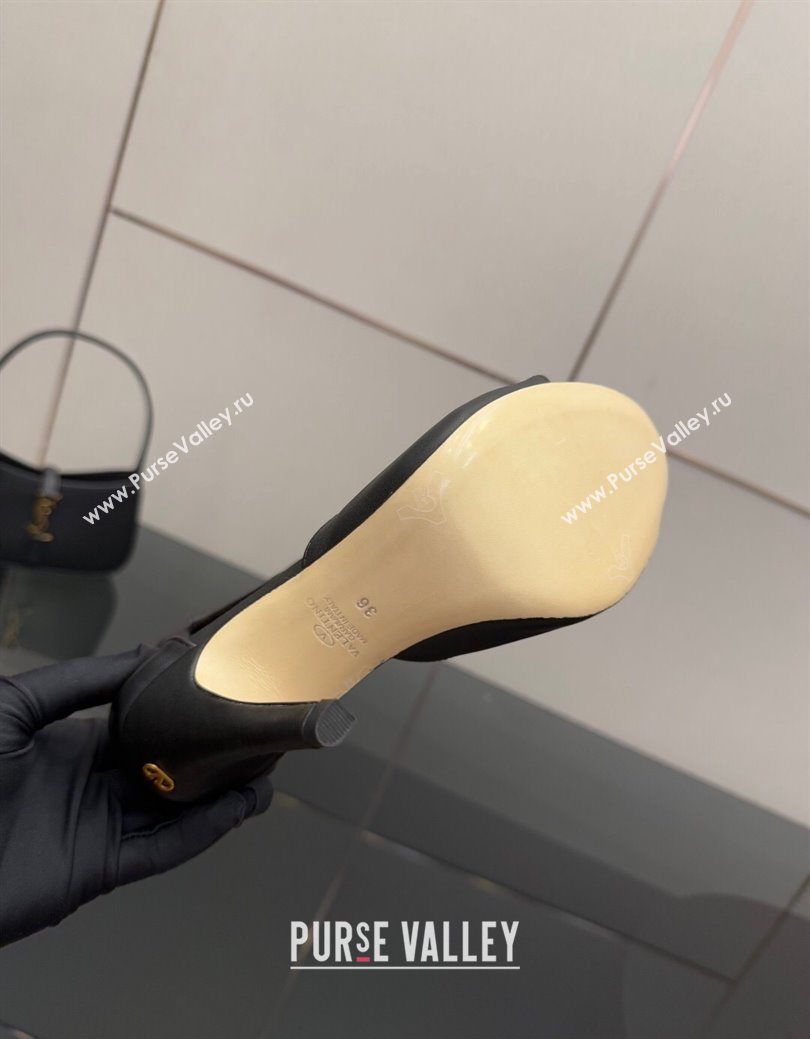 Valentino Drip Rose Heel Sandals 10.5cm in Calfskin Leather Black 2025 (SS-251028008)