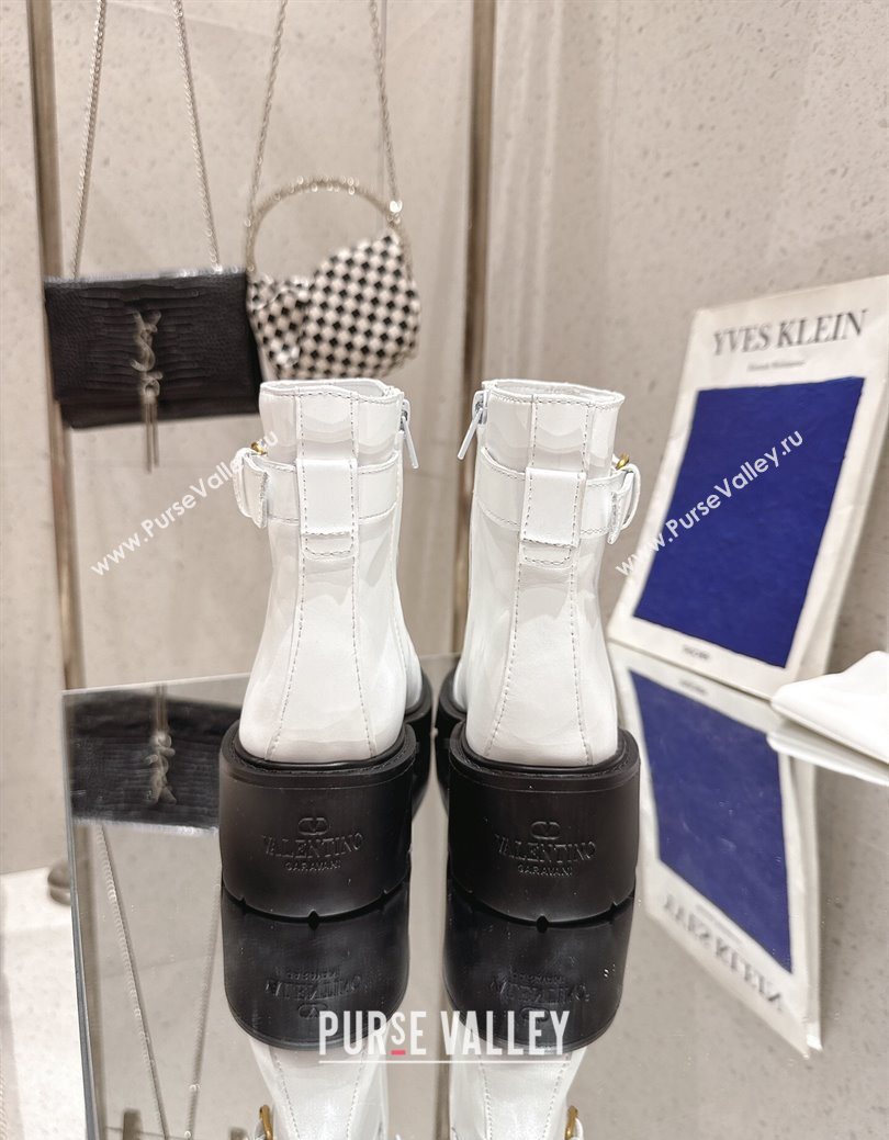 Valentino VLogo Signature Strap Heel Ankle Boots 5.5cm in Calfskin Leather White 2025 1028 (MD-251028010)