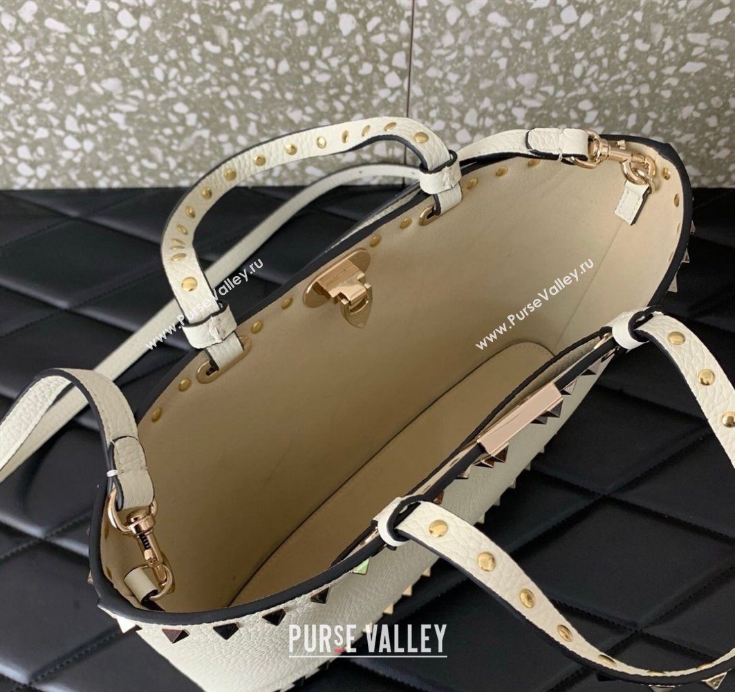 Valentino Rockstud Shopping Bag In Grainy Calfskin Leather White 2025 0377M (LKF-251121030)