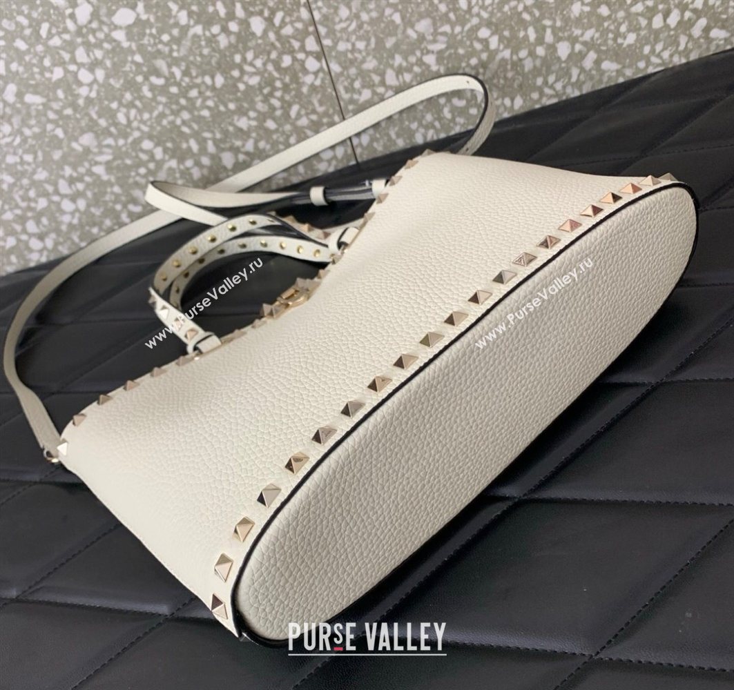 Valentino Rockstud Shopping Bag In Grainy Calfskin Leather White 2025 0377M (LKF-251121030)