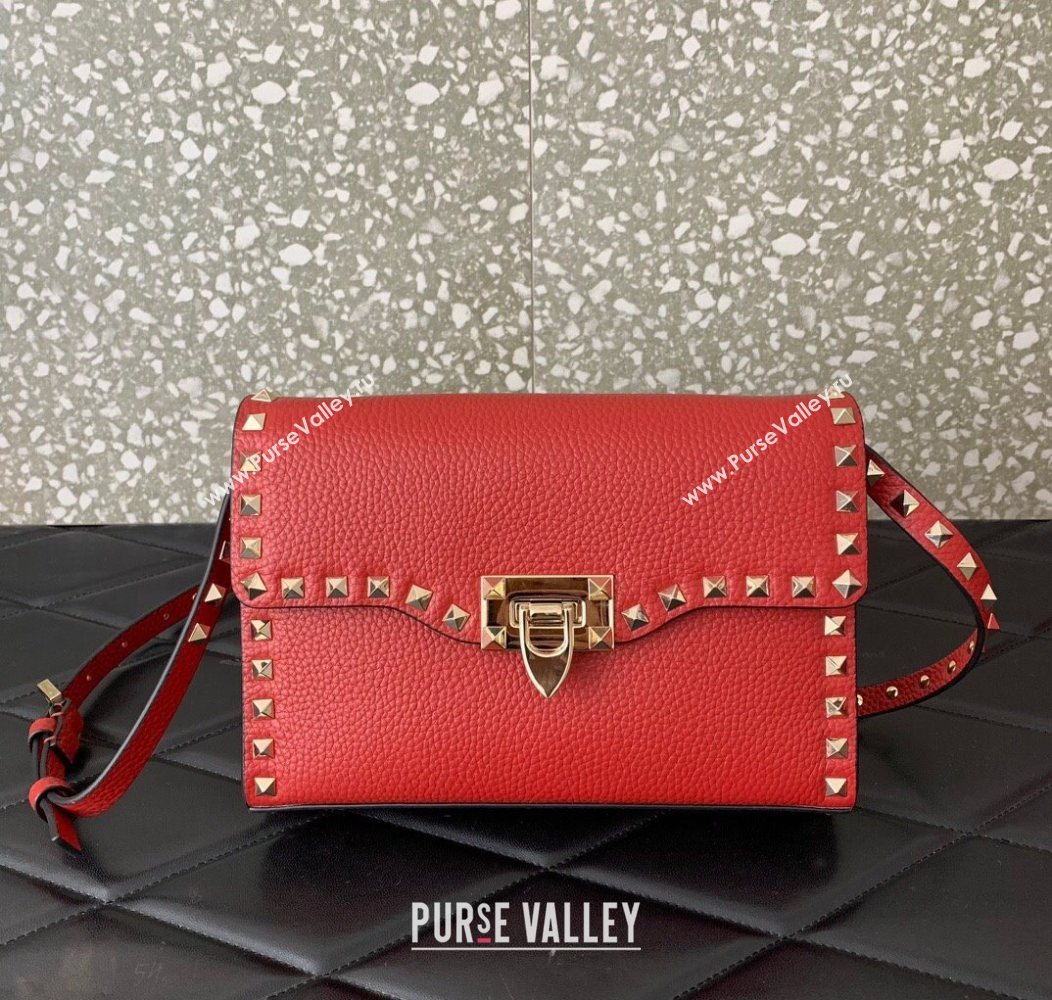 Valentino Small Rockstud Grainy Calfskin Crossbody bag Red 2025 VLTN0322 (LKF-251121035)