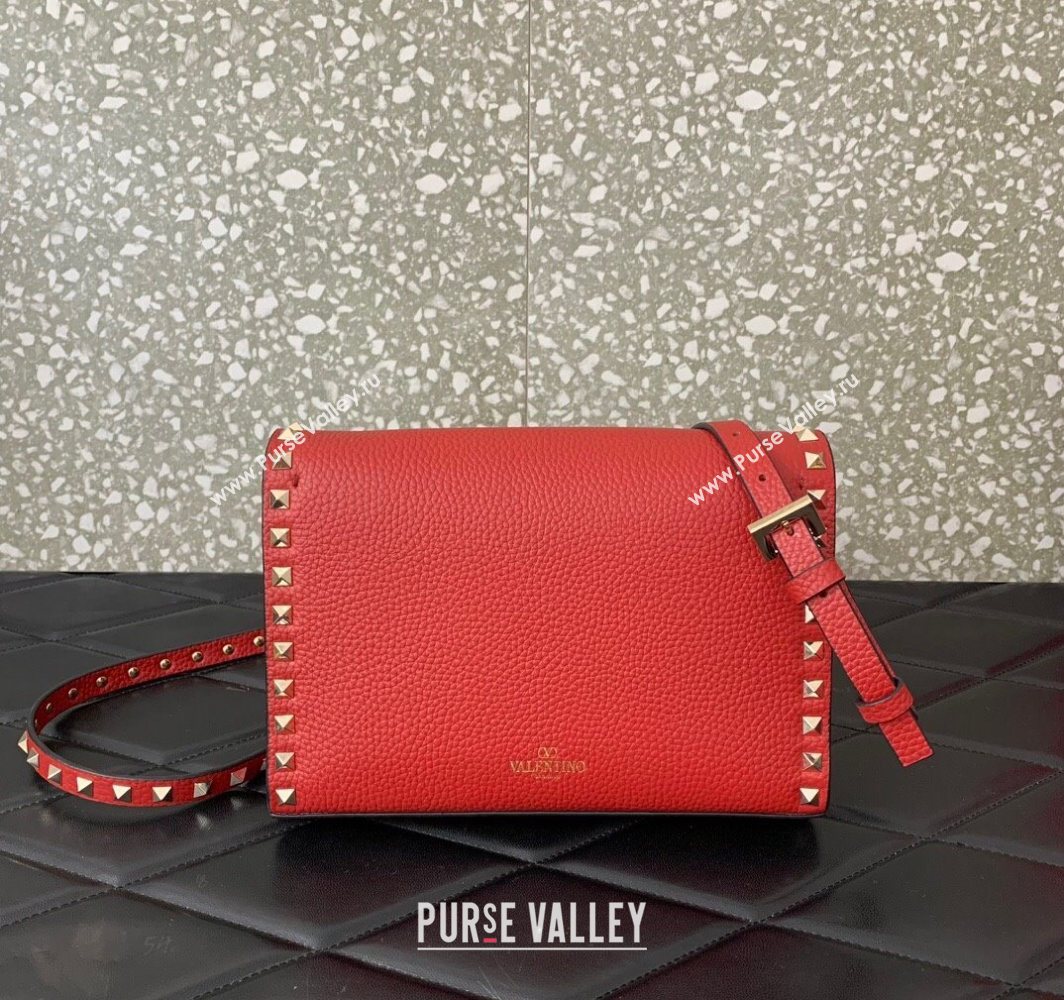 Valentino Small Rockstud Grainy Calfskin Crossbody bag Red 2025 VLTN0322 (LKF-251121035)
