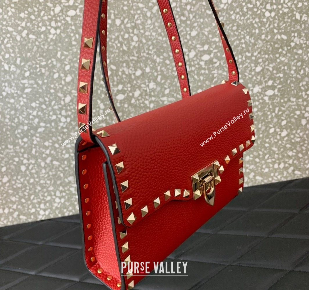Valentino Small Rockstud Grainy Calfskin Crossbody bag Red 2025 VLTN0322 (LKF-251121035)