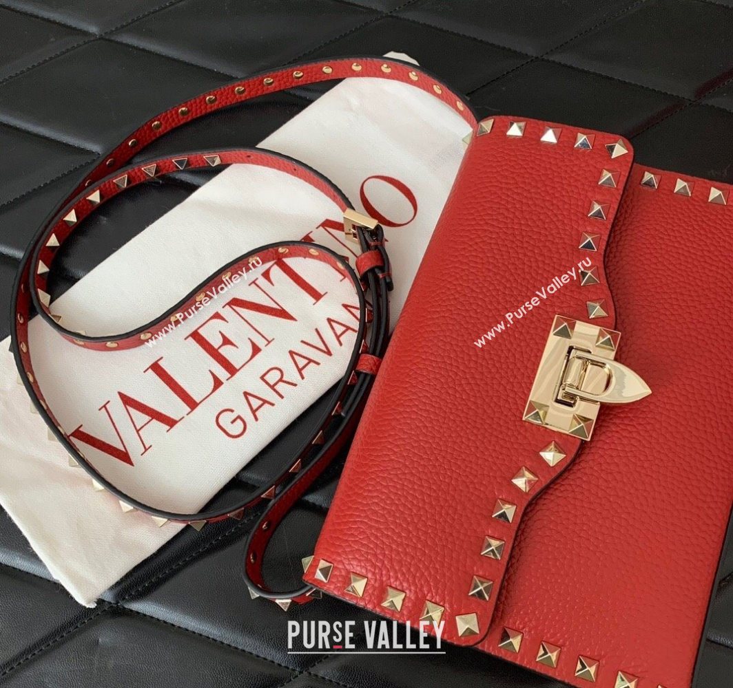 Valentino Small Rockstud Grainy Calfskin Crossbody bag Red 2025 VLTN0322 (LKF-251121035)