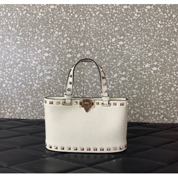 Valentino Rockstud Mini Shopping Bag In Grainy Calfskin Leather White 2025 0366S (LKF-251121024)