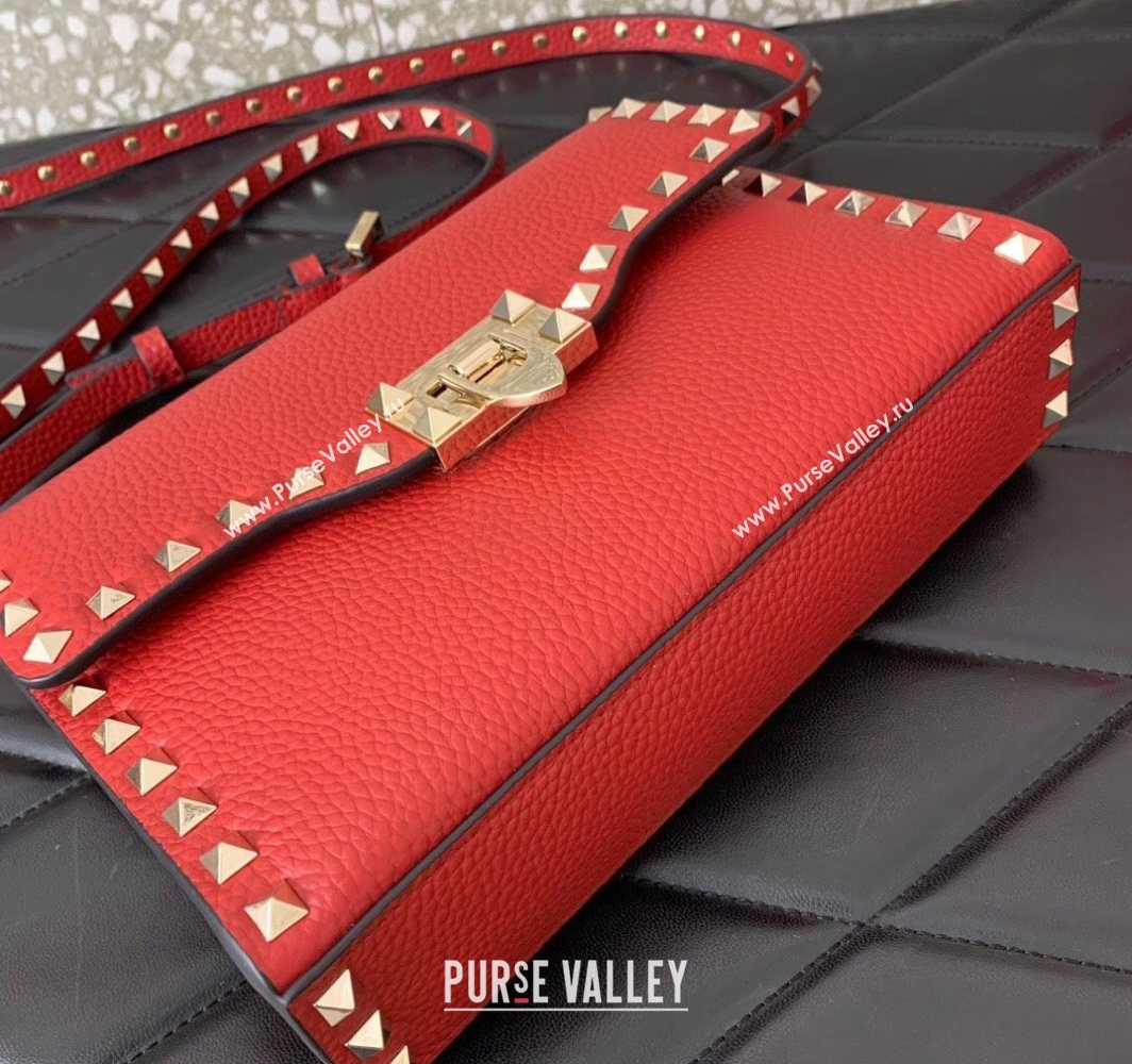 Valentino Small Rockstud Grainy Calfskin Crossbody bag Red 2025 VLTN0322 (LKF-251121035)