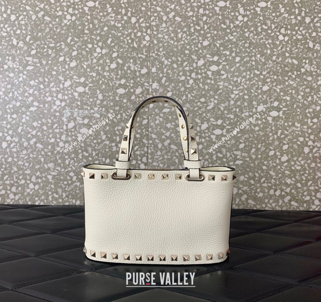 Valentino Rockstud Mini Shopping Bag In Grainy Calfskin Leather White 2025 0366S (LKF-251121024)