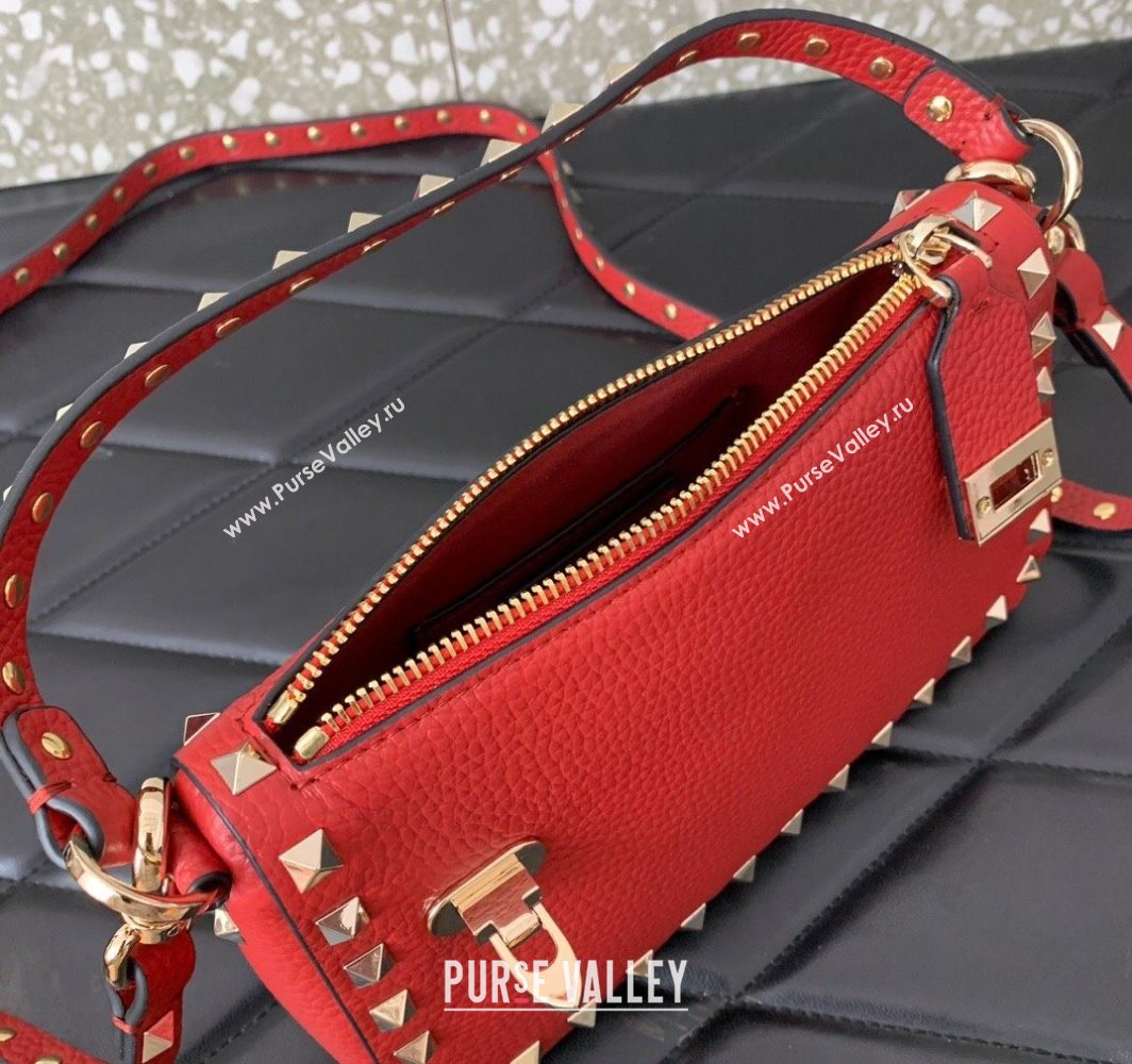 Valentino Small Rockstud Crossbody Bag in Grainy Calfskin Red 2025 VLTN0311 (LKF-251121036)