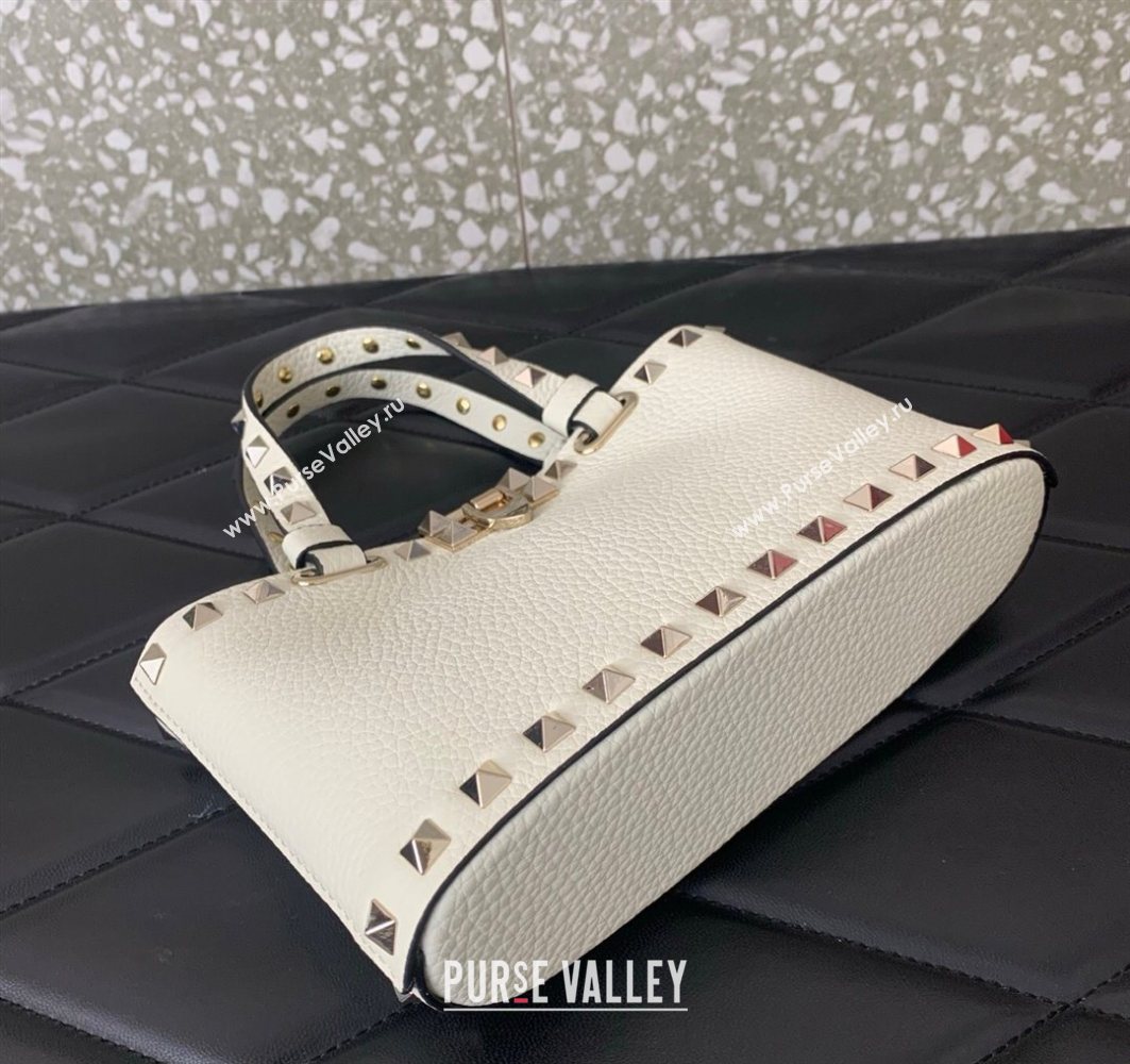 Valentino Rockstud Mini Shopping Bag In Grainy Calfskin Leather White 2025 0366S (LKF-251121024)
