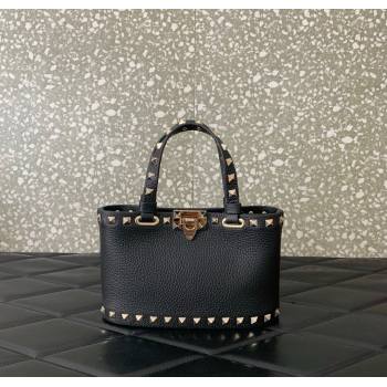 Valentino Rockstud Mini Shopping Bag In Grainy Calfskin Leather Black/Gold 2025 0366S (LKF-251121025)