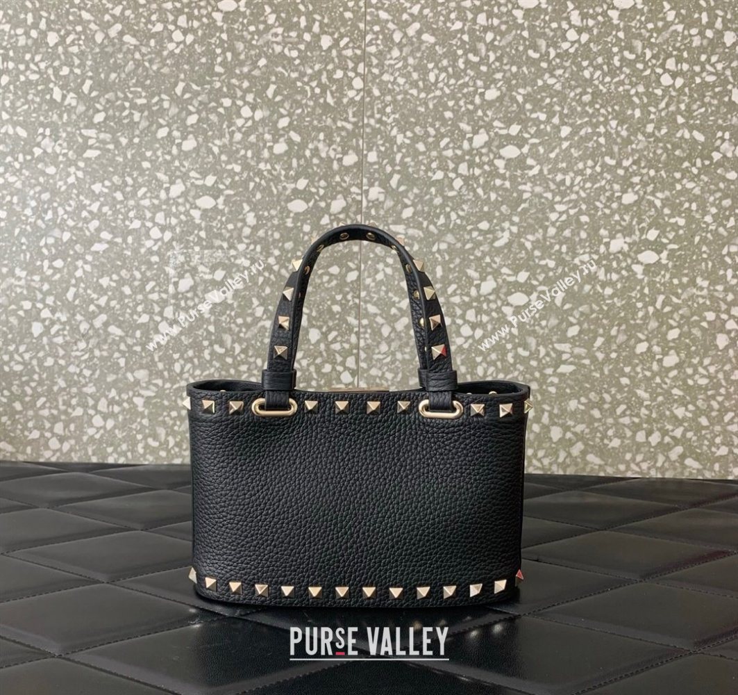 Valentino Rockstud Mini Shopping Bag In Grainy Calfskin Leather Black/Gold 2025 0366S (LKF-251121025)