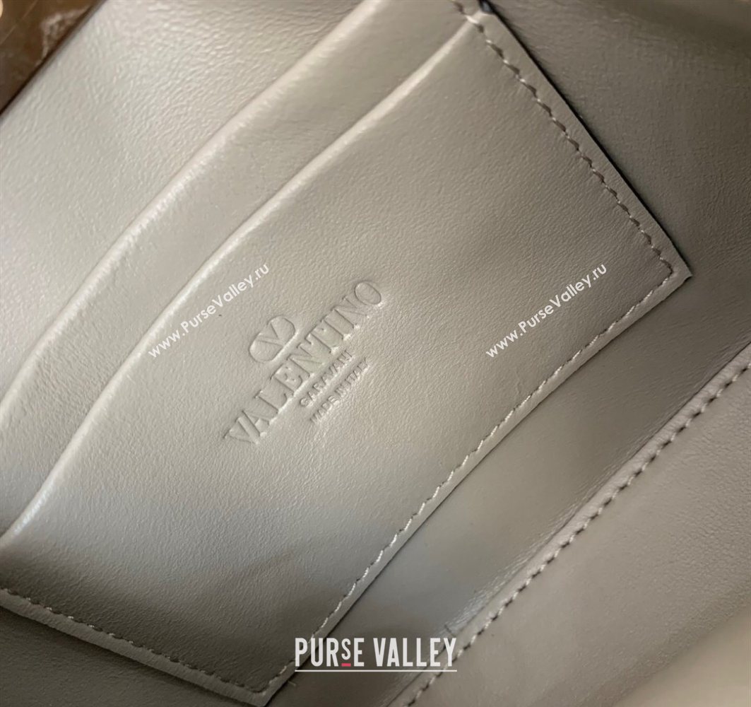 Valentino Rockstud Mini Shopping Bag In Grainy Calfskin Leather Grey 2025 0366S (LKF-251121027)