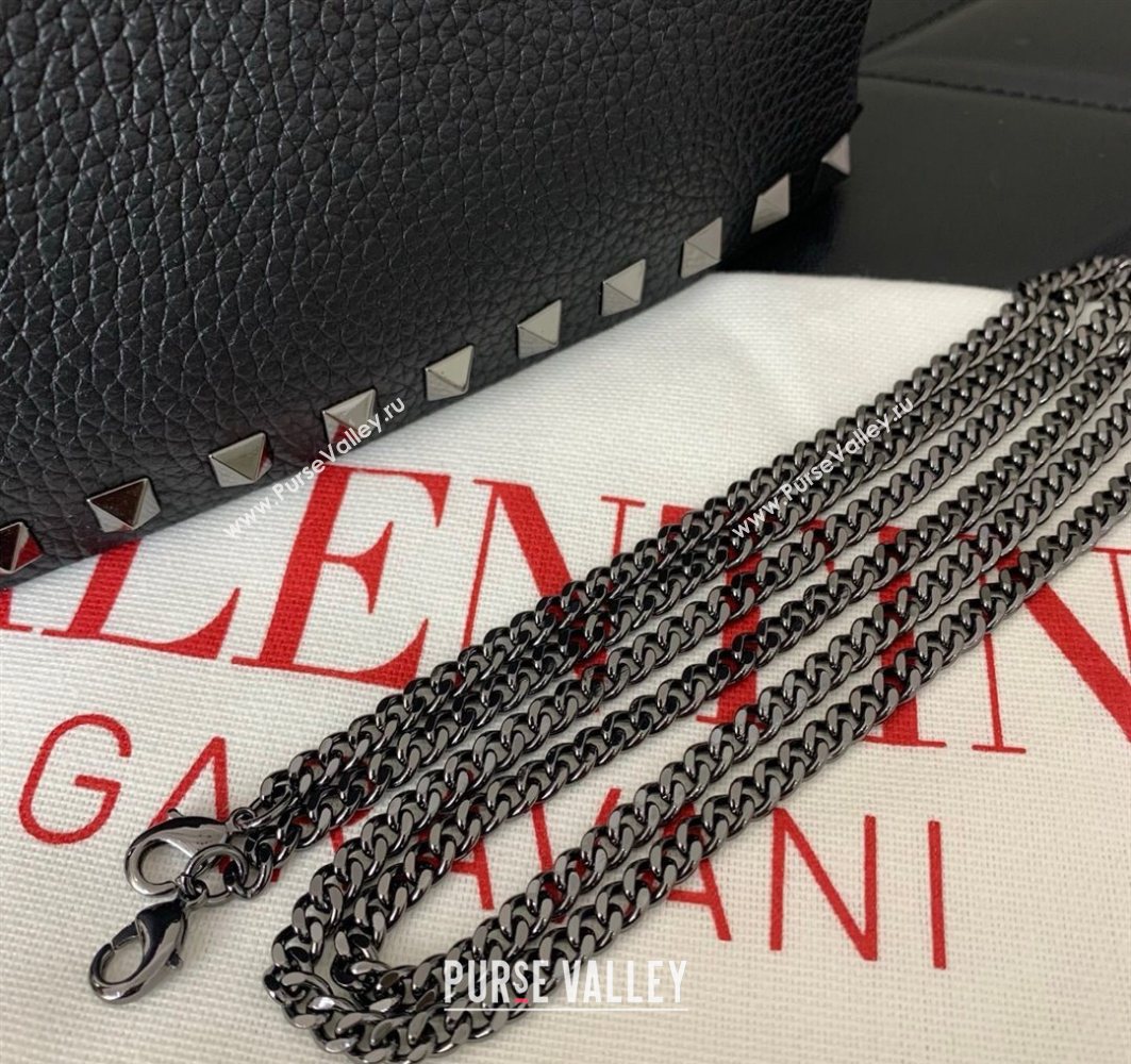 Valentino Rockstud Mini Shopping Bag In Grainy Calfskin Leather Black/Silver 2025 0366S (LKF-251121028)