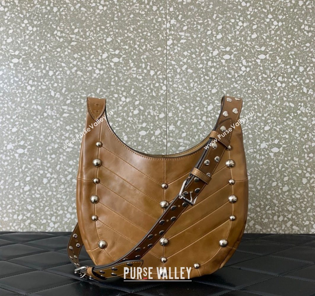Valentino Hoboho Small Hobo Bag In Chevron-Patterned Nappa Leather with Studs Brown 2025 0073S (LKF-251121032)