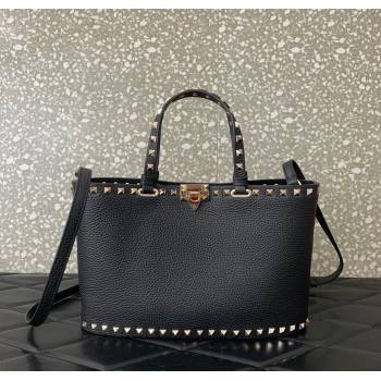 Valentino Rockstud Shopping Bag In Grainy Calfskin Leather Black 2025 0377M (LKF-251121029)