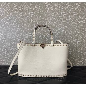 Valentino Rockstud Shopping Bag In Grainy Calfskin Leather White 2025 0377M (LKF-251121030)