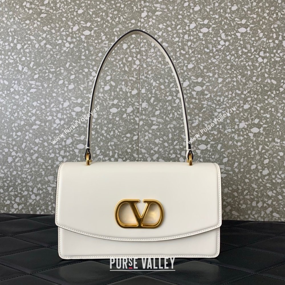 Valentino Vain Shoulder Bag With Handle In Shiny Calfskin Leather White 2025 2017 (LKF-251121021)