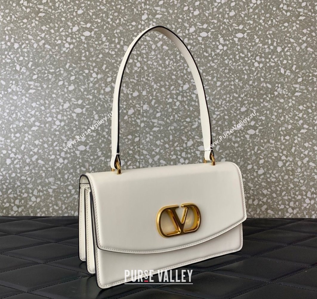 Valentino Vain Shoulder Bag With Handle In Shiny Calfskin Leather White 2025 2017 (LKF-251121021)