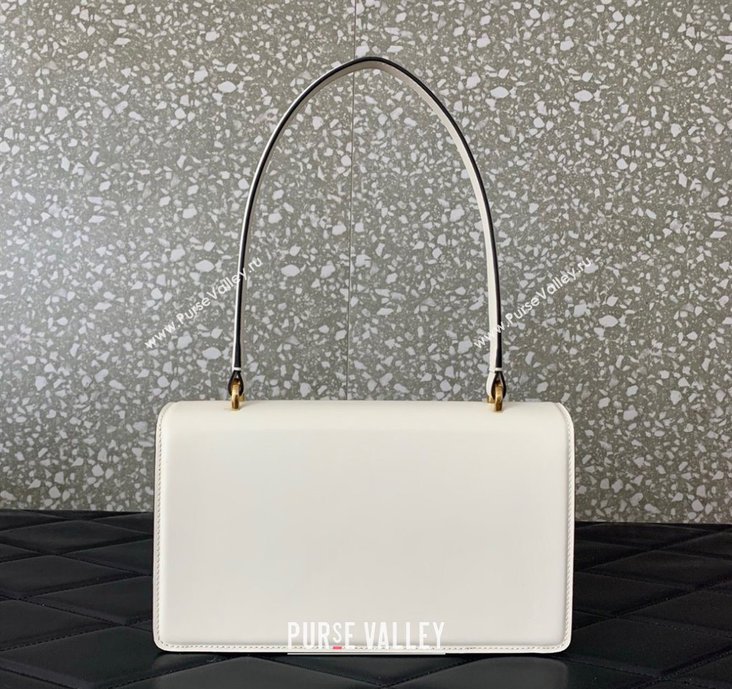 Valentino Vain Shoulder Bag With Handle In Shiny Calfskin Leather White 2025 2017 (LKF-251121021)