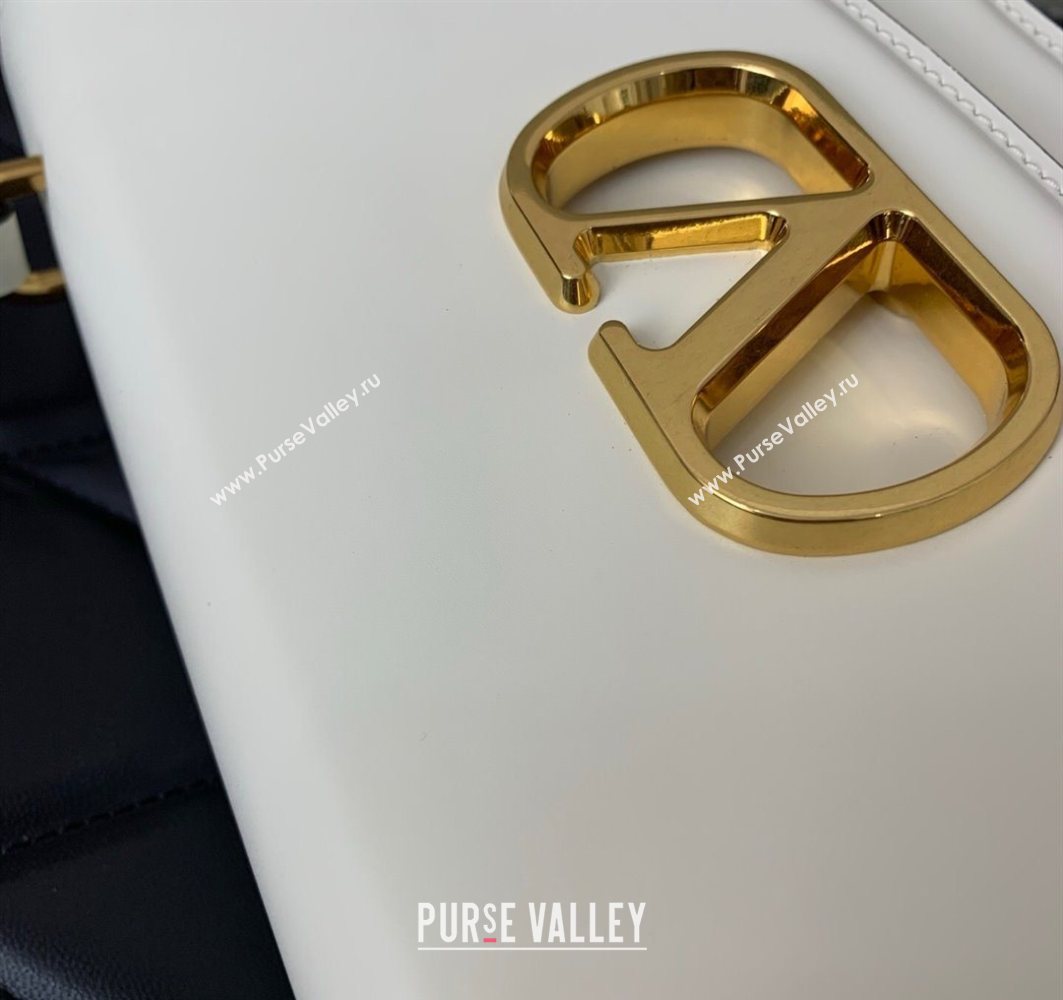 Valentino Vain Shoulder Bag With Handle In Shiny Calfskin Leather White 2025 2017 (LKF-251121021)