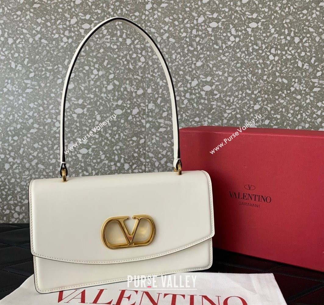 Valentino Vain Shoulder Bag With Handle In Shiny Calfskin Leather White 2025 2017 (LKF-251121021)