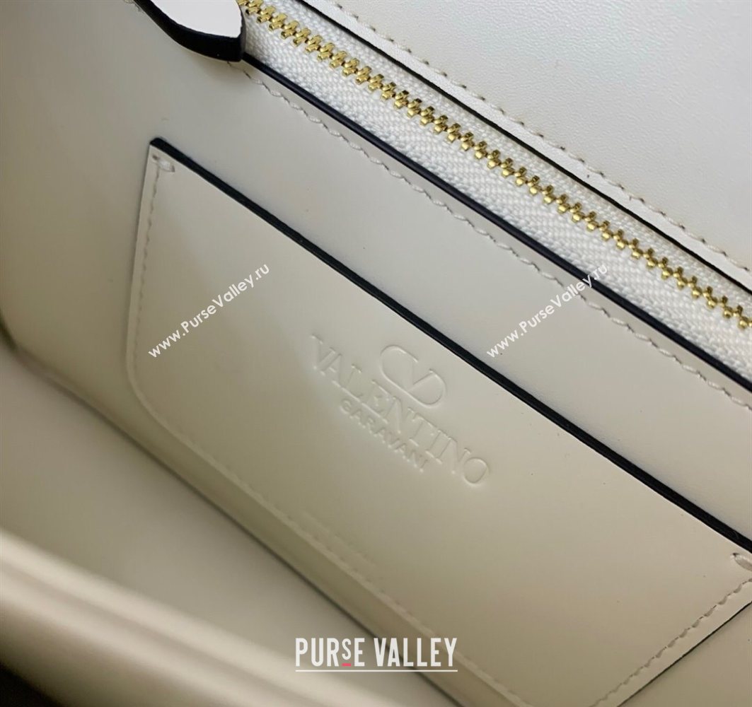Valentino Vain Shoulder Bag With Handle In Shiny Calfskin Leather White 2025 2017 (LKF-251121021)