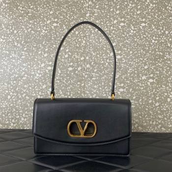 Valentino Vain Shoulder Bag With Handle In Shiny Calfskin Leather Black 2025 2017 (LKF-251121022)