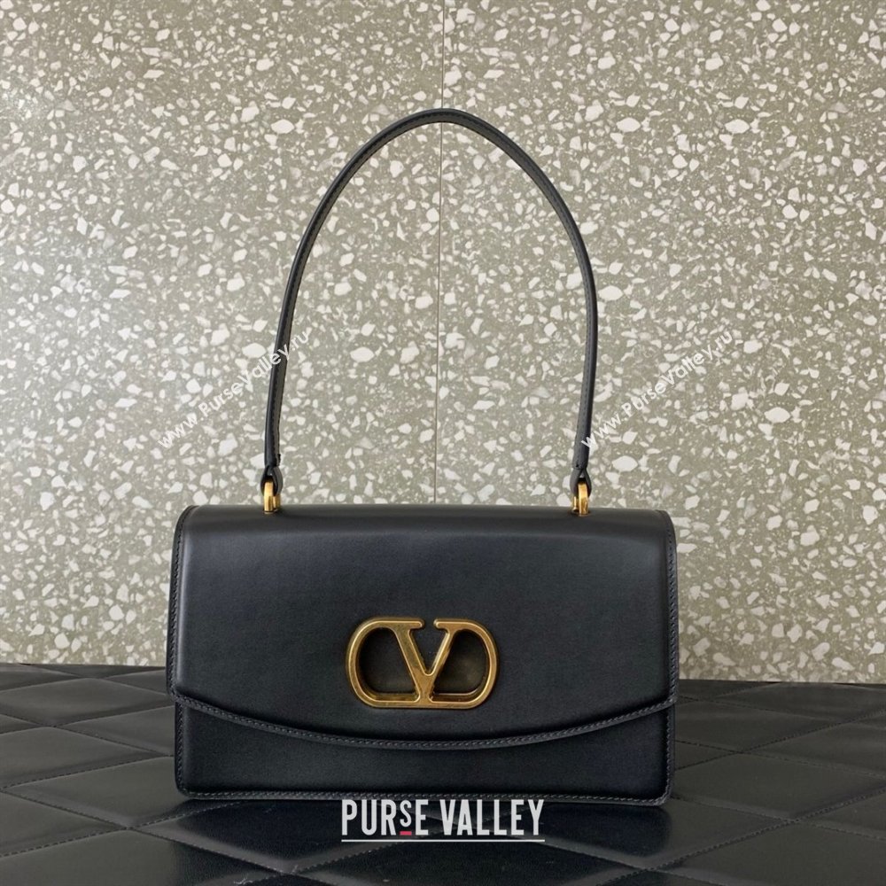 Valentino Vain Shoulder Bag With Handle In Shiny Calfskin Leather Black 2025 2017 (LKF-251121022)
