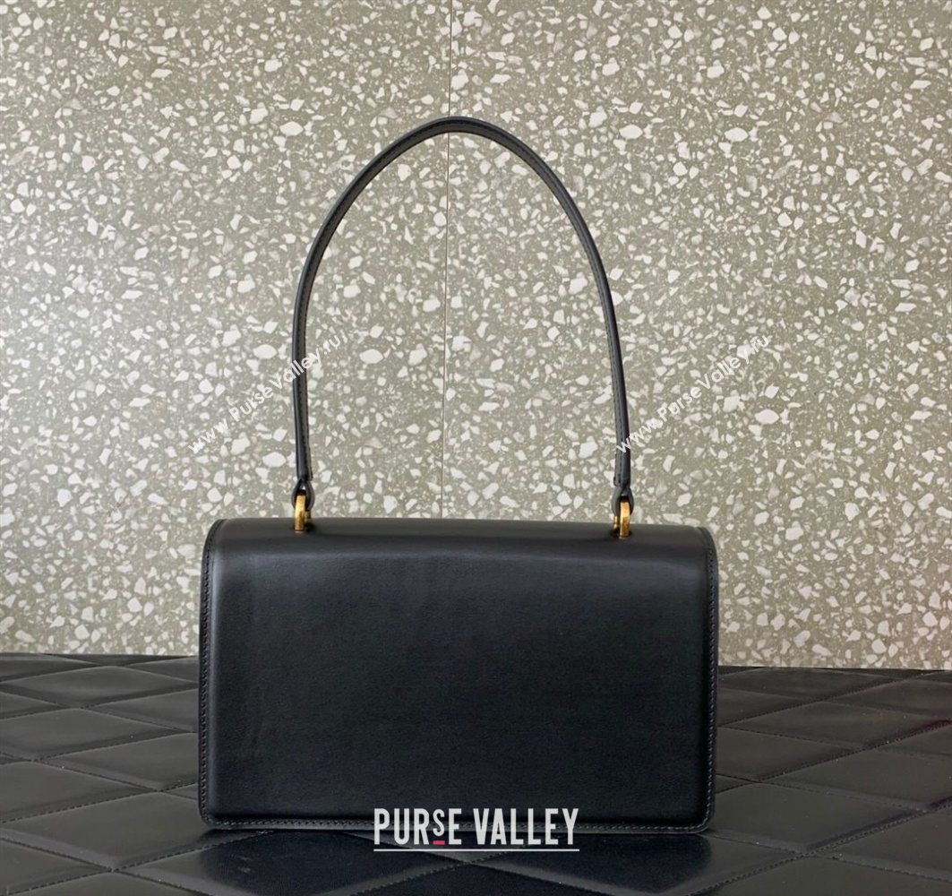 Valentino Vain Shoulder Bag With Handle In Shiny Calfskin Leather Black 2025 2017 (LKF-251121022)