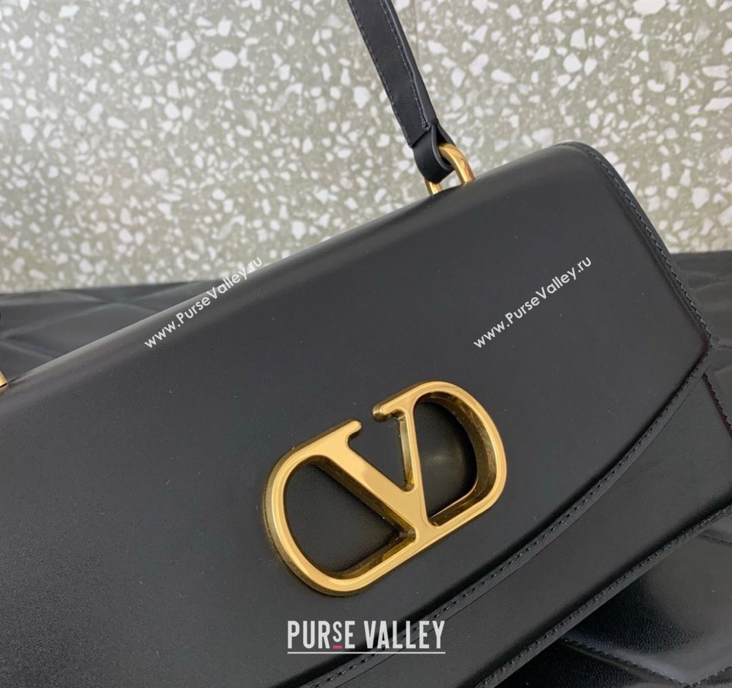 Valentino Vain Shoulder Bag With Handle In Shiny Calfskin Leather Black 2025 2017 (LKF-251121022)