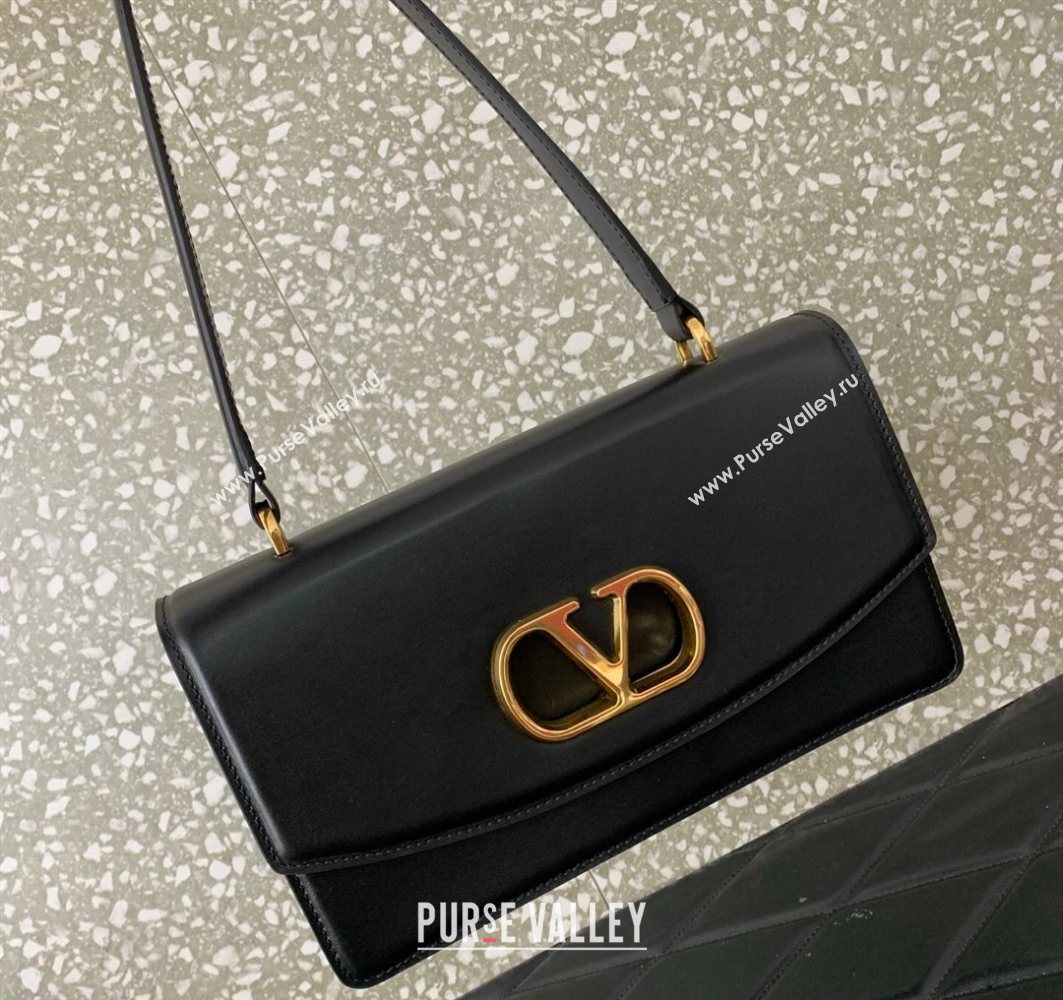 Valentino Vain Shoulder Bag With Handle In Shiny Calfskin Leather Black 2025 2017 (LKF-251121022)