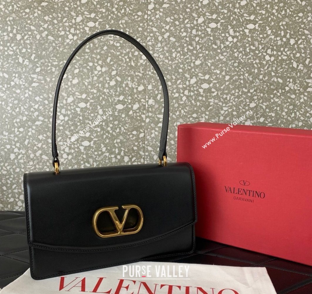 Valentino Vain Shoulder Bag With Handle In Shiny Calfskin Leather Black 2025 2017 (LKF-251121022)
