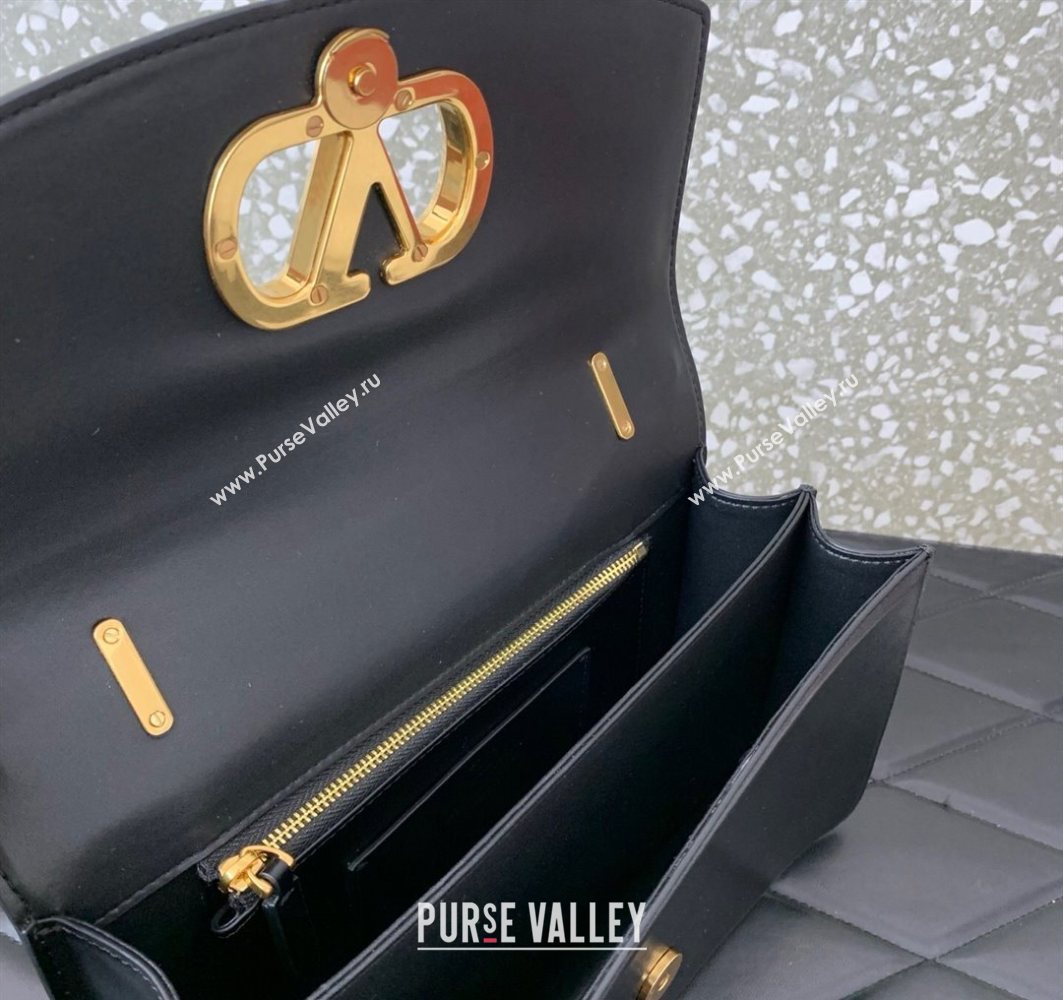 Valentino Vain Shoulder Bag With Handle In Shiny Calfskin Leather Black 2025 2017 (LKF-251121022)