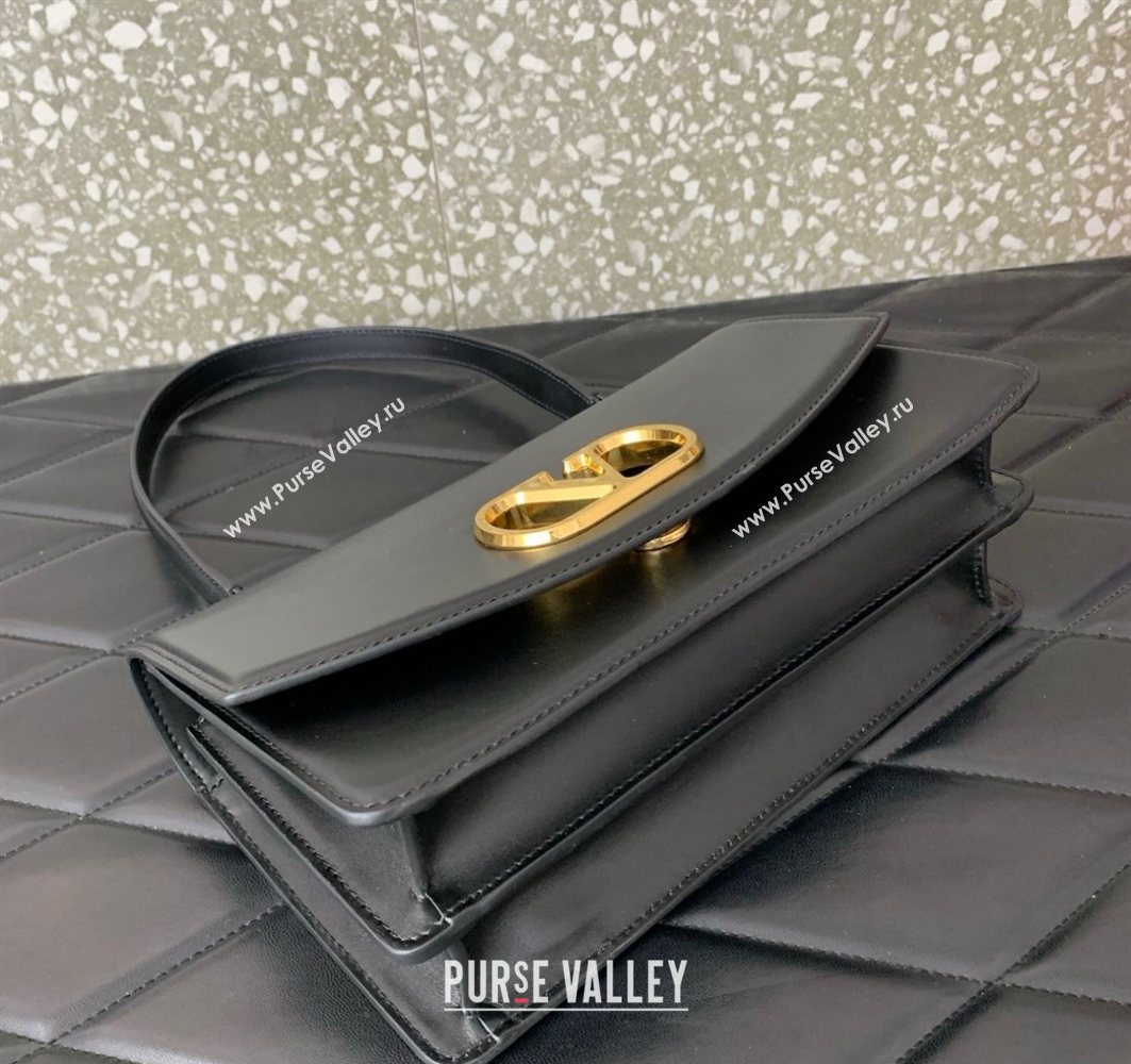 Valentino Vain Shoulder Bag With Handle In Shiny Calfskin Leather Black 2025 2017 (LKF-251121022)