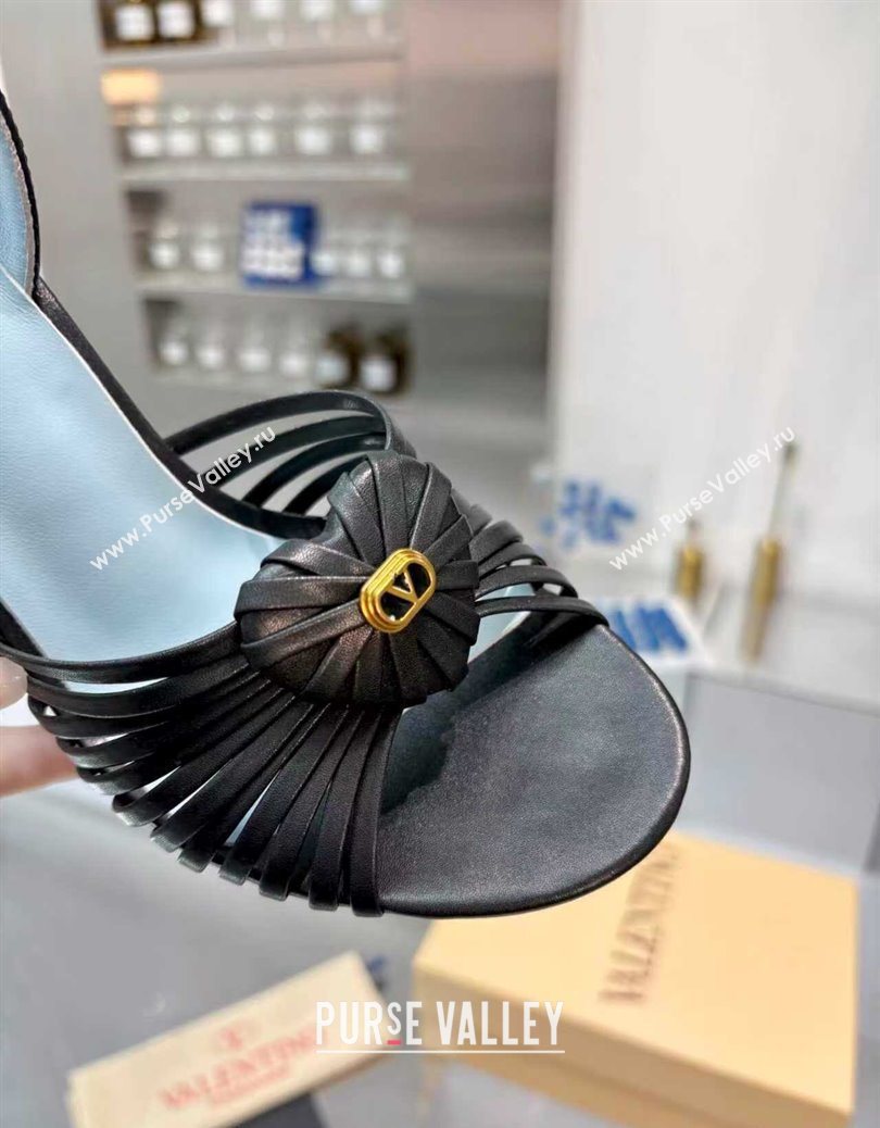 Valentino Heart Calfskin Leather Heel Sandals 10cm Black 2025 VLTN121501 (XL-251215029)